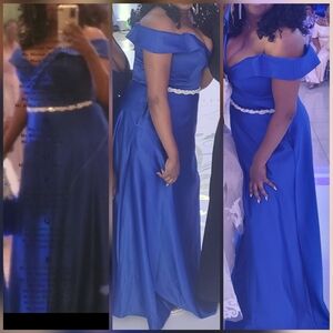 Elegant Blue Off-Shoulder Dress